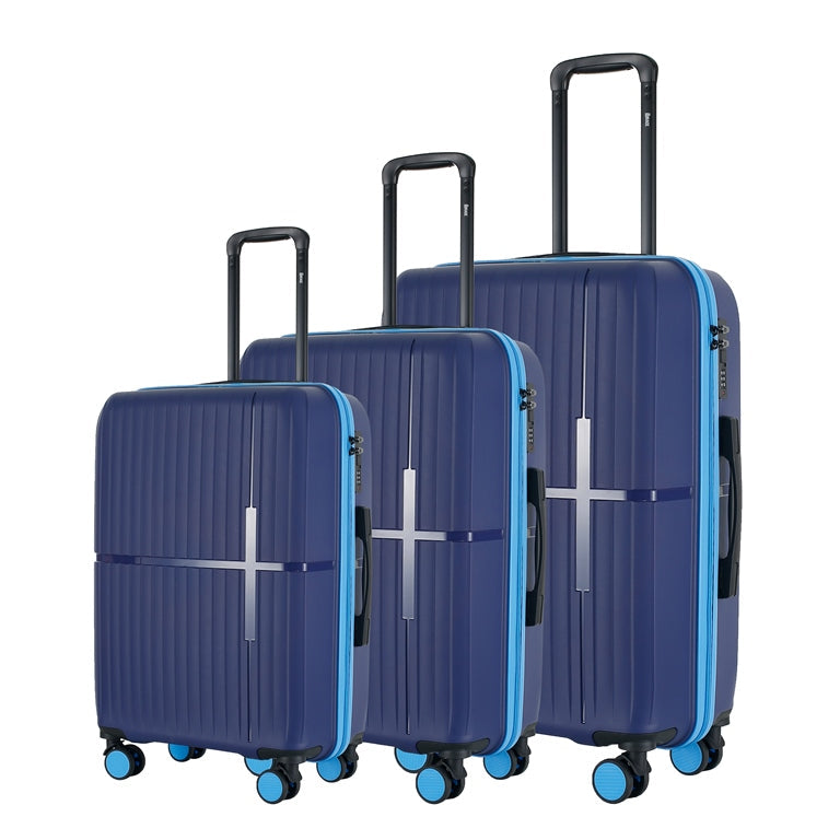GALA 3 Piece Polycarbonate Luggage Set with TSA Lock - Navy Sky Blue