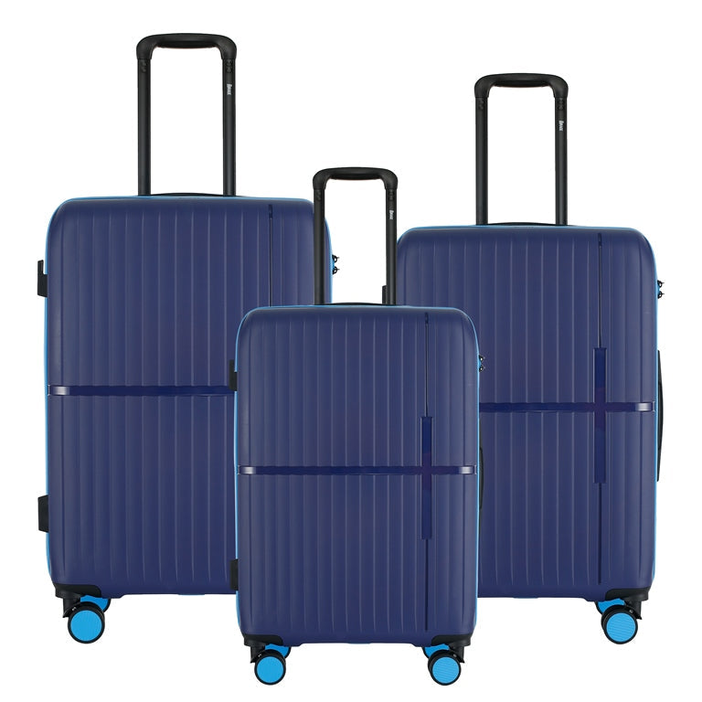 GALA 3 Piece Polycarbonate Luggage Set with TSA Lock - Navy Sky Blue