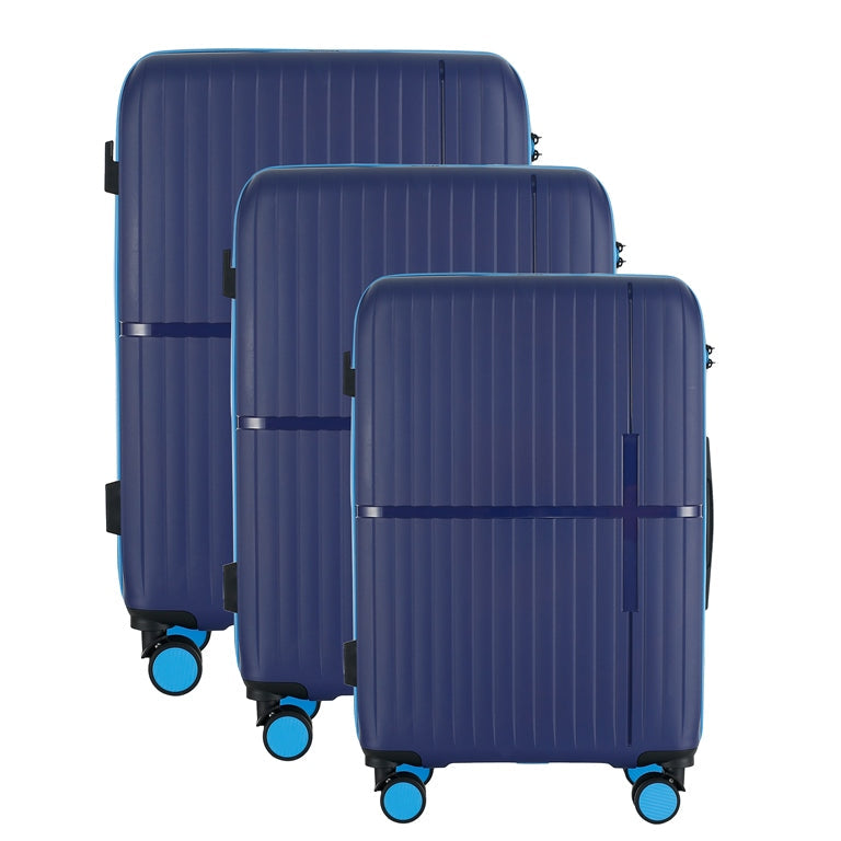 GALA 3 Piece Polycarbonate Luggage Set with TSA Lock - Navy Sky Blue