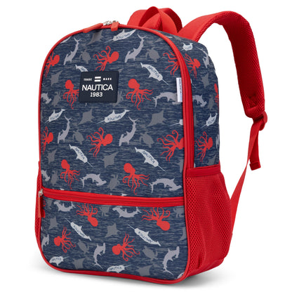 Back to Basics Cushioned Kids Backpack | Red Octopus | 16" Tall