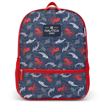 Back to Basics Cushioned Kids Backpack | Red Octopus | 16" Tall