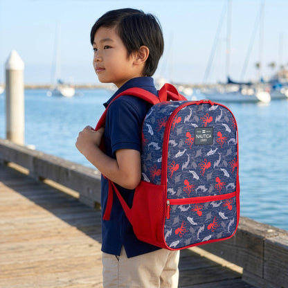 Back to Basics Cushioned Kids Backpack | Red Octopus | 16" Tall