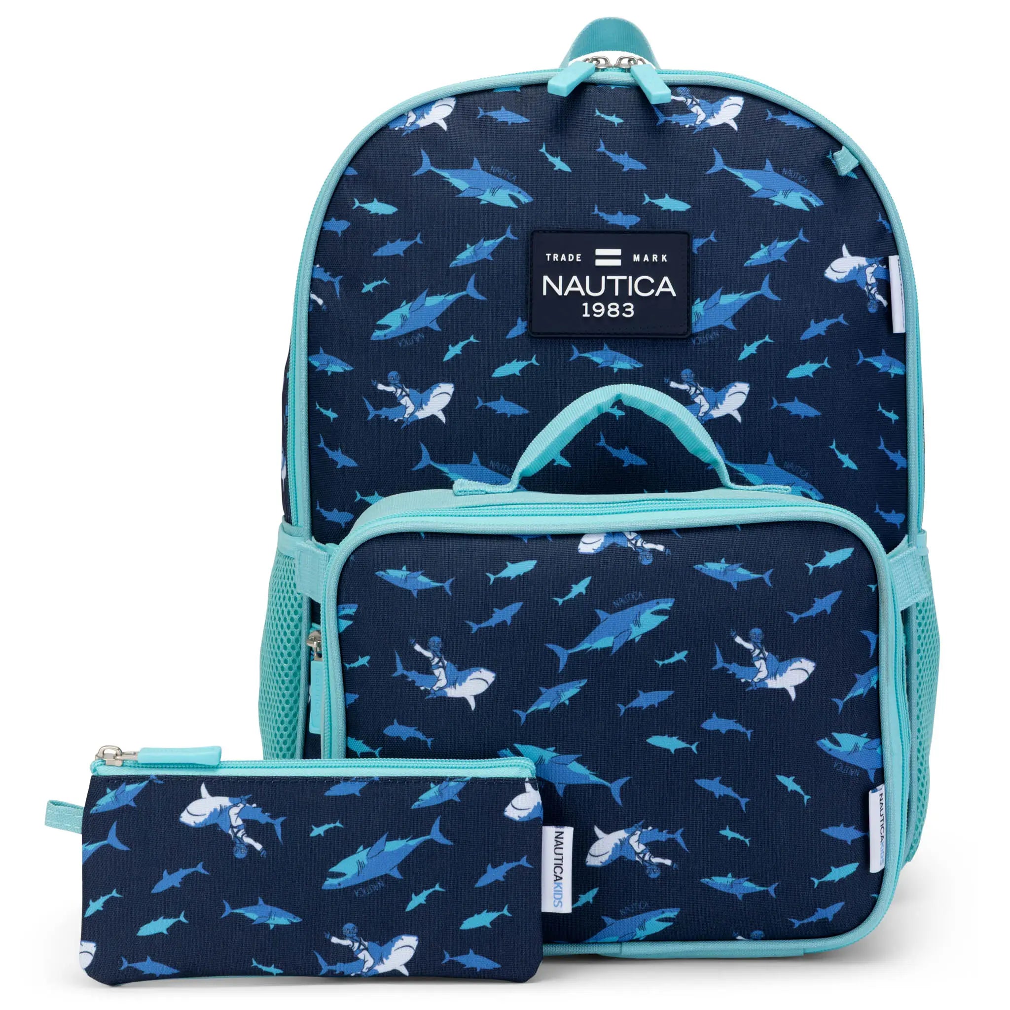 Back to Basics Cushioned Kids 3-Piece Backpack Set | Shark Riders