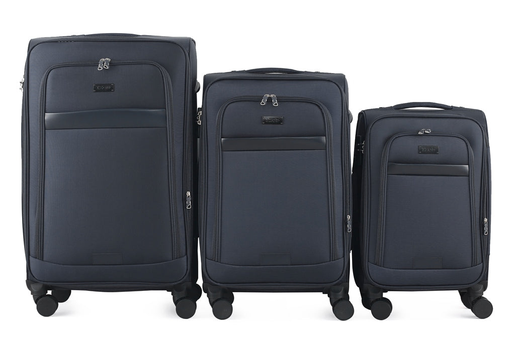 Noah Soft Shell Expandable 3 Piece Spinner Luggage Set with Lock