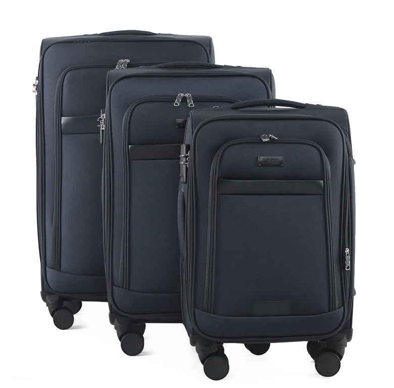 Noah Soft Shell Expandable 3 Piece Spinner Luggage Set with Lock