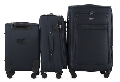Noah Soft Shell Expandable 3 Piece Spinner Luggage Set with Lock