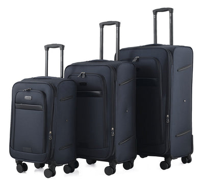 Noah Soft Shell Expandable 3 Piece Spinner Luggage Set with Lock
