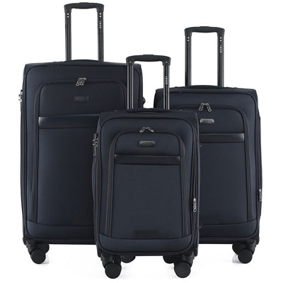 Noah Soft Shell Expandable 3 Piece Spinner Luggage Set with Lock