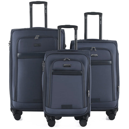 Noah Soft Shell Expandable 3 Piece Spinner Luggage Set with Lock