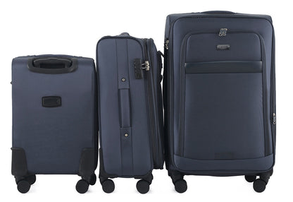 Noah Soft Shell Expandable 3 Piece Spinner Luggage Set with Lock