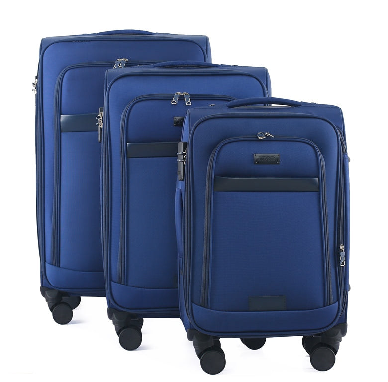 Noah Soft Shell Expandable 3 Piece Spinner Luggage Set with Lock