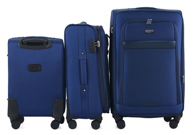 Noah Soft Shell Expandable 3 Piece Spinner Luggage Set with Lock