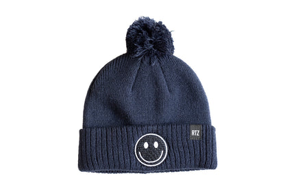 Smiley Pom Pom Beanie Hat