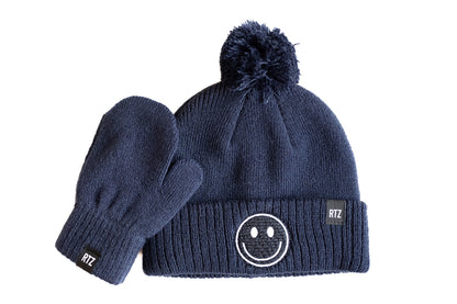 Smiley Pom Pom Beanie Hat