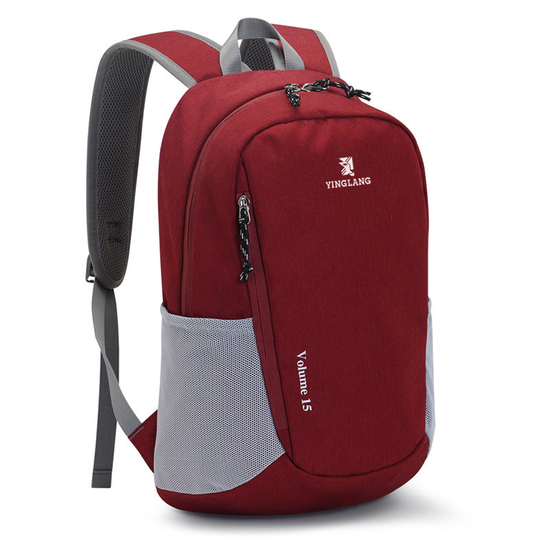 Red backpack with gray accents on a white background