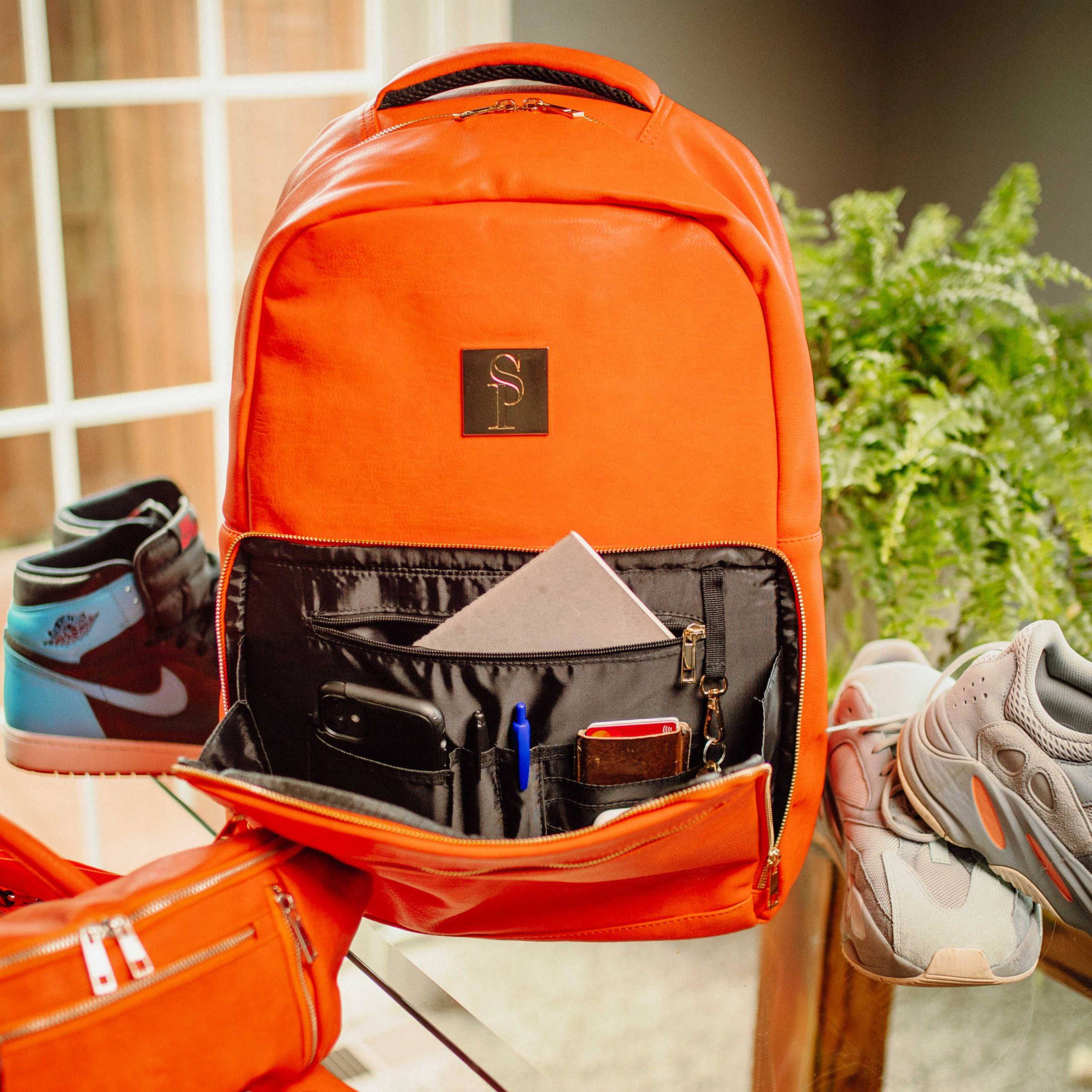 Orange Tumbled Leather Daily Commuter Bag