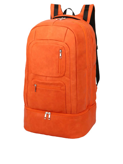 Orange Leather Luxury Carry-On Backpack (Patented Signature Design)