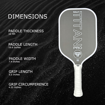 Titan Pro 16MM | Thermoformed Unibody Construction Pickleball Paddle | White with Black