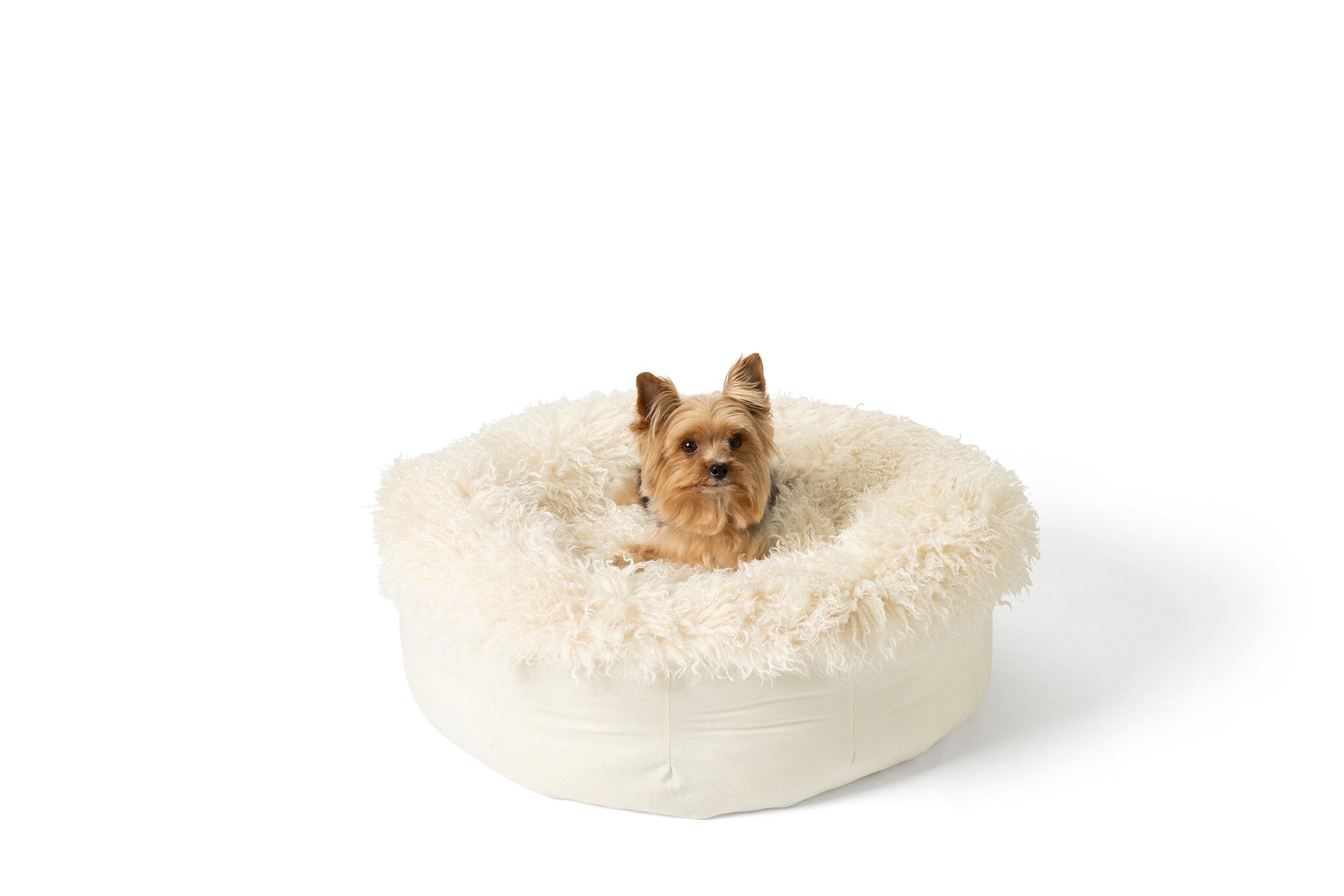 PupPouf™ Luxe Faux Fur Donut Dog Bed - Plush Sheep Ivory