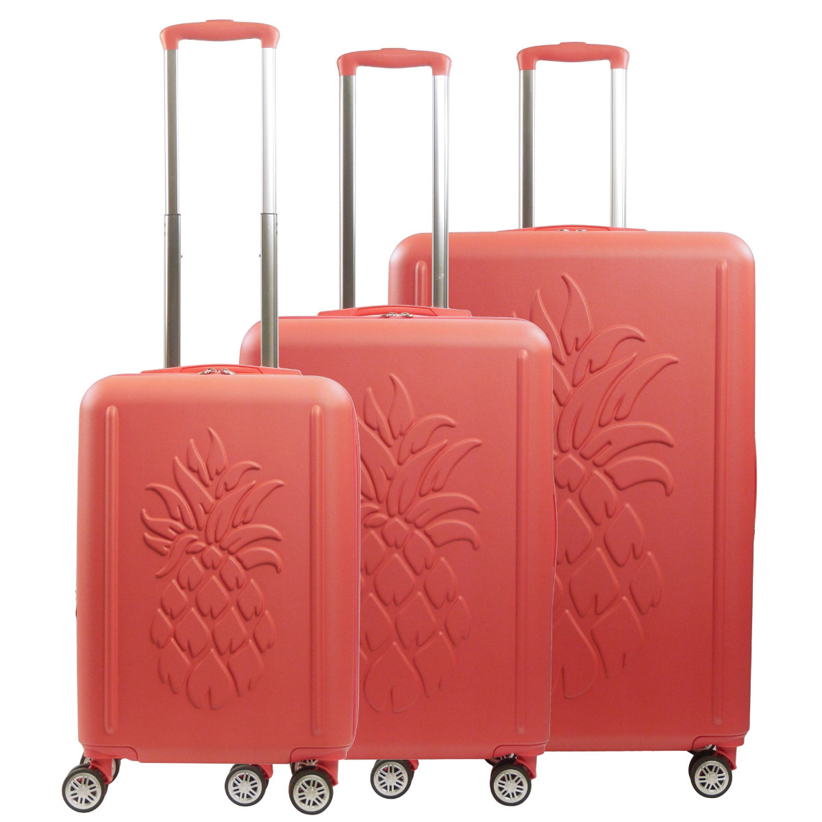 Tommy Bahama 3-Piece Coral Hard-Sided 3D Pineapple Luggage Set with Drawstring Bag