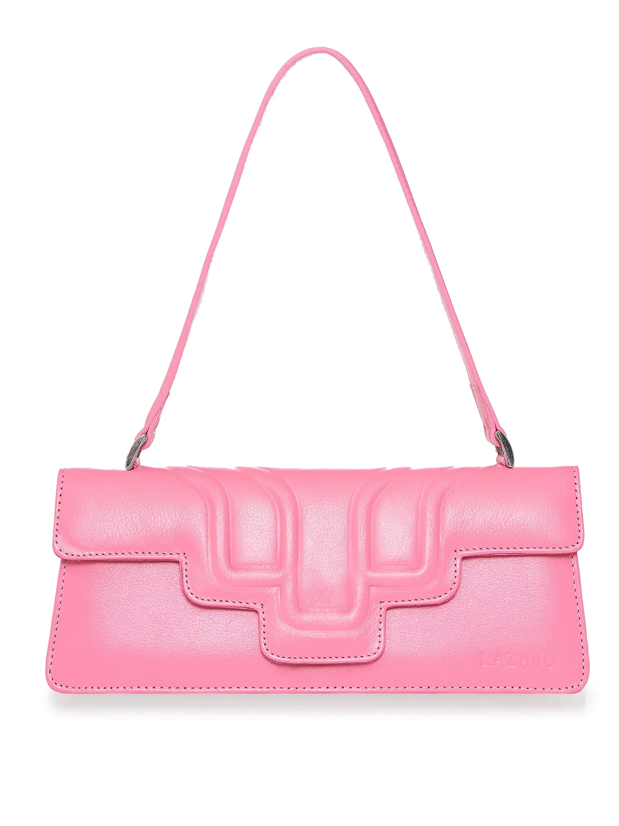 Pink Leather Shoulder Flap Bag 'Hilda'