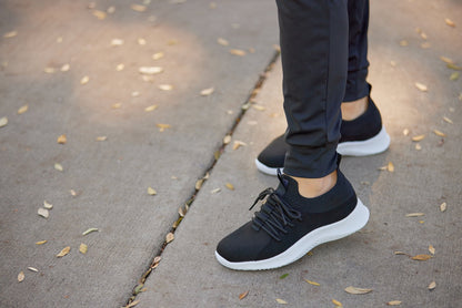 Q132 - 2.4 Inches Taller (Black/White Sole) - Ultra Lightweight Men's Sneakers
