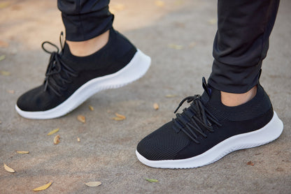 Q132 - 2.4 Inches Taller (Black/White Sole) - Ultra Lightweight Men's Sneakers
