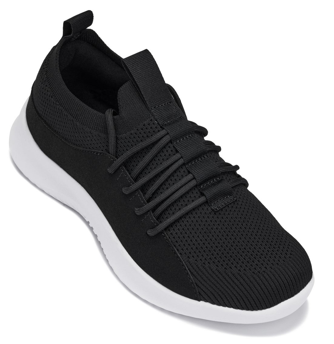 Q132 - 2.4 Inches Taller (Black/White Sole) - Ultra Lightweight Men's Sneakers