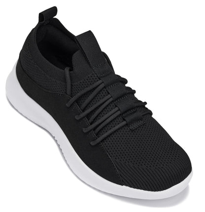 Q132 - 2.4 Inches Taller (Black/White Sole) - Ultra Lightweight Men's Sneakers