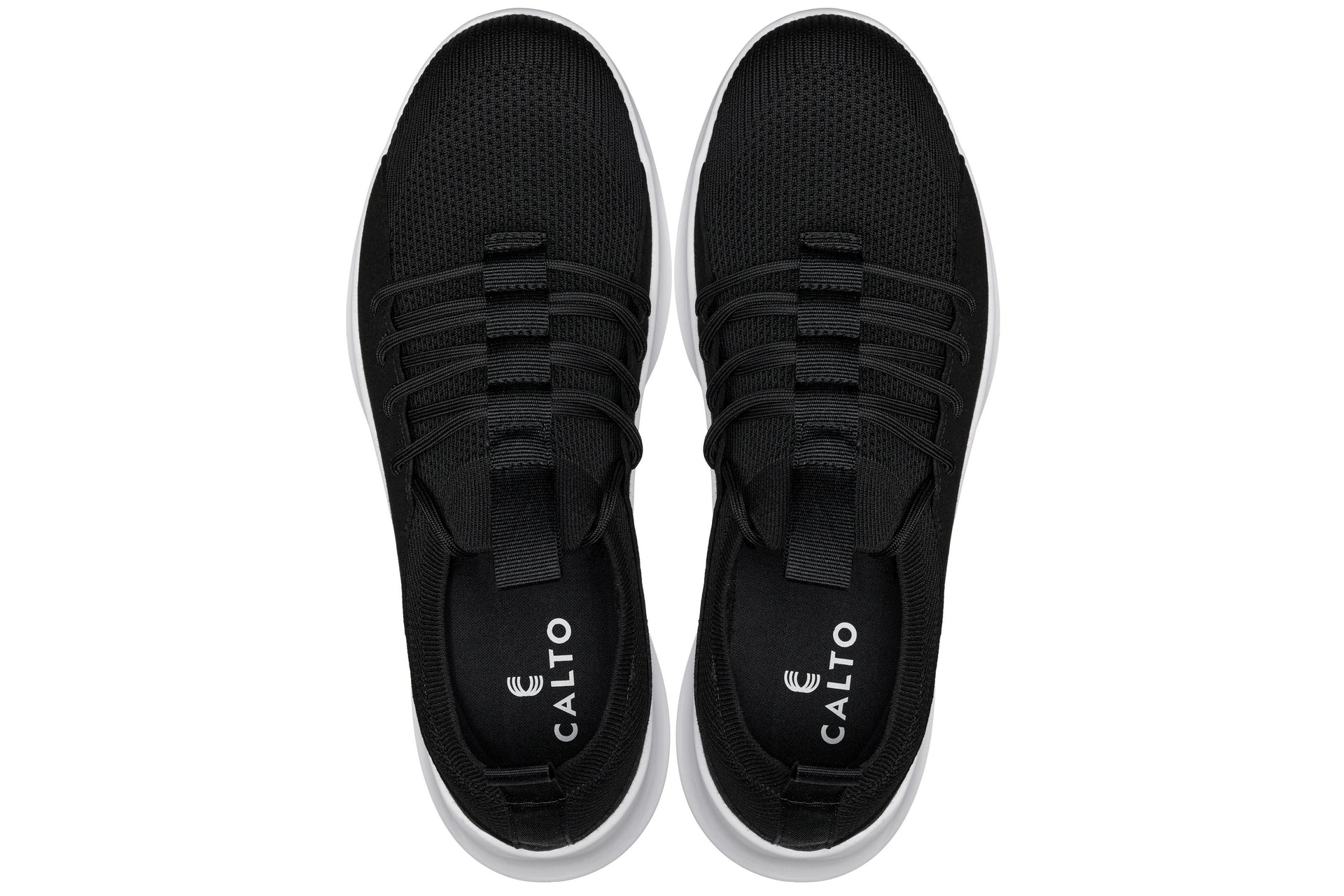 Q132 - 2.4 Inches Taller (Black/White Sole) - Ultra Lightweight Men's Sneakers
