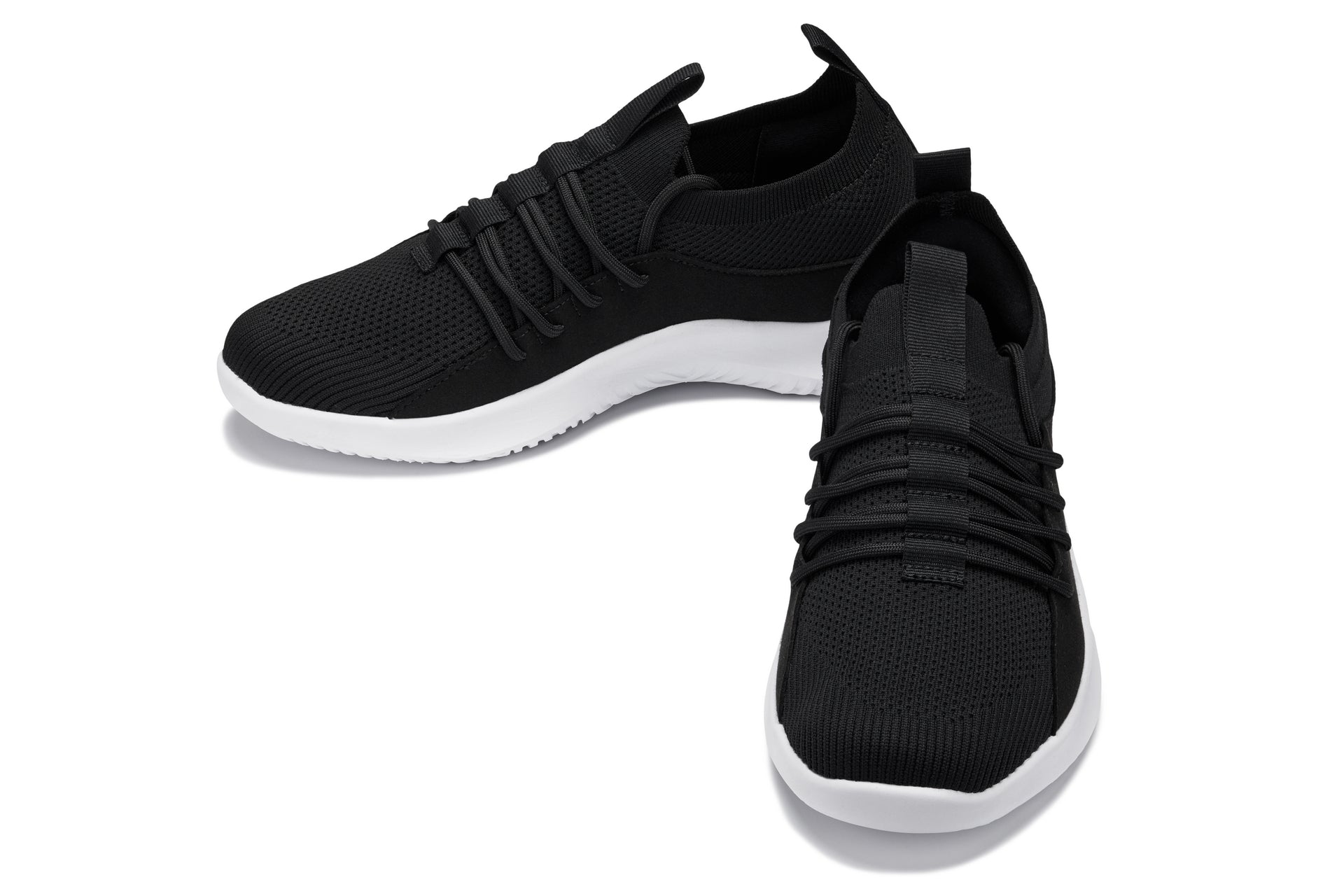 Q132 - 2.4 Inches Taller (Black/White Sole) - Ultra Lightweight Men's Sneakers
