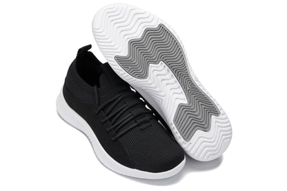 Q132 - 2.4 Inches Taller (Black/White Sole) - Ultra Lightweight Men's Sneakers