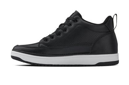 Q271  - 2 Inches Taller (Black Noir) - Elevated Leatherette Micro-Perforated Men's Sneakers