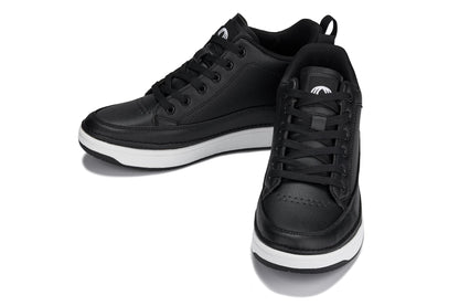 Q271  - 2 Inches Taller (Black Noir) - Elevated Leatherette Micro-Perforated Men's Sneakers