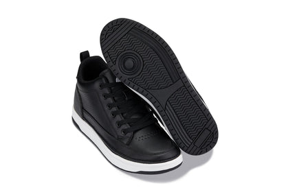 Q271  - 2 Inches Taller (Black Noir) - Elevated Leatherette Micro-Perforated Men's Sneakers