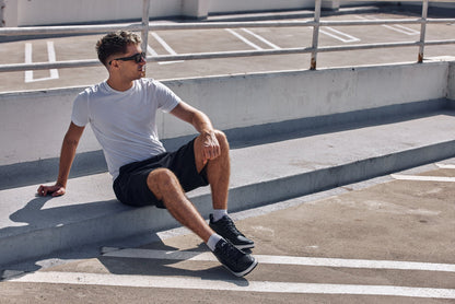 Q271  - 2 Inches Taller (Black Noir) - Elevated Leatherette Micro-Perforated Men's Sneakers