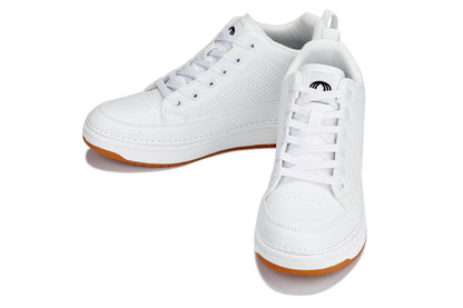 Q272  - 2 Inches Taller (White & Gum Sole) -Elevated Leatherette Micro-Perforated Men's Sneakers