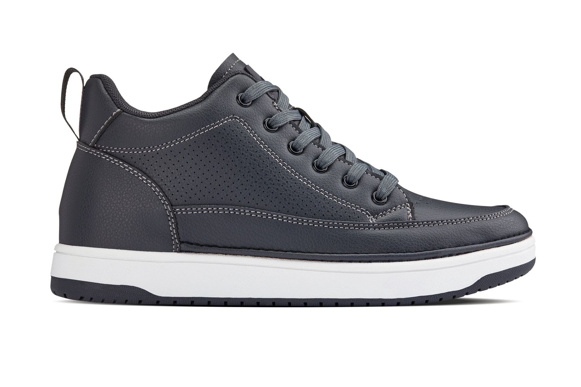 Q273  - 2 Inches Taller (Cement Grey) -Elevated Leatherette Micro-Perforated Men's Sneakers