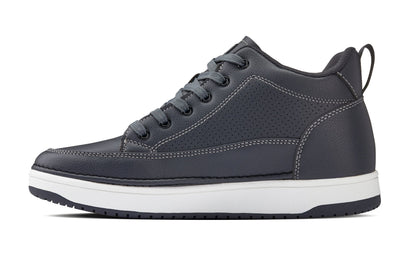 Q273  - 2 Inches Taller (Cement Grey) -Elevated Leatherette Micro-Perforated Men's Sneakers
