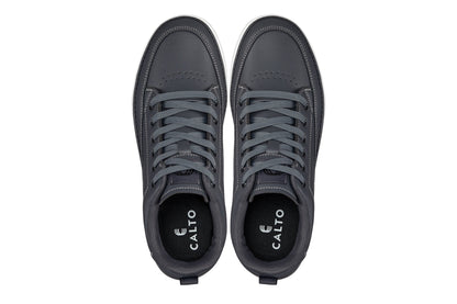 Q273  - 2 Inches Taller (Cement Grey) -Elevated Leatherette Micro-Perforated Men's Sneakers