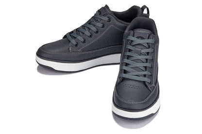 Q273  - 2 Inches Taller (Cement Grey) -Elevated Leatherette Micro-Perforated Men's Sneakers