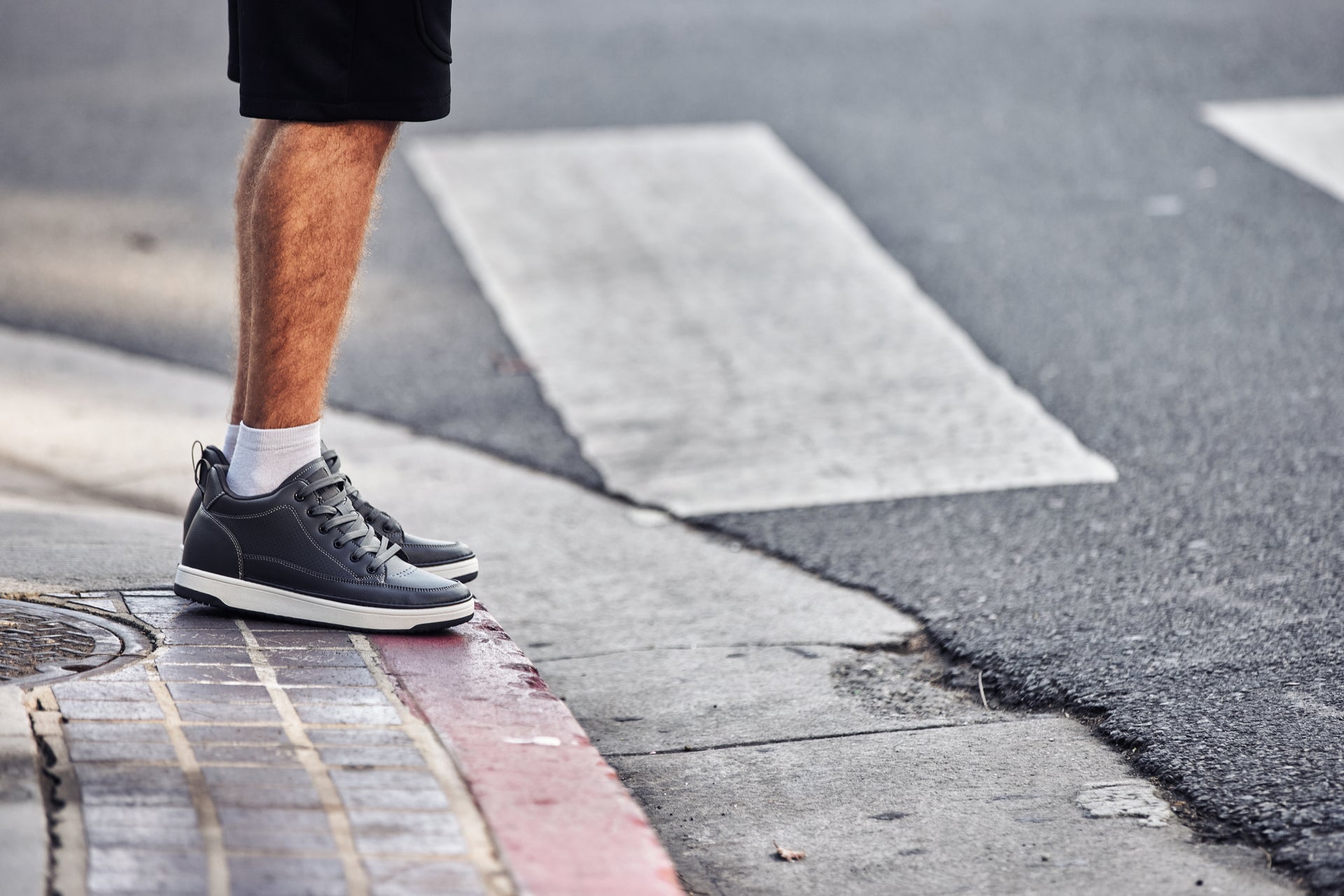 Q273  - 2 Inches Taller (Cement Grey) -Elevated Leatherette Micro-Perforated Men's Sneakers
