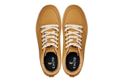 Q274  - 2 Inches Taller (Camel Brown) - Elevated Leatherette Micro-Perforated Men's Sneakers