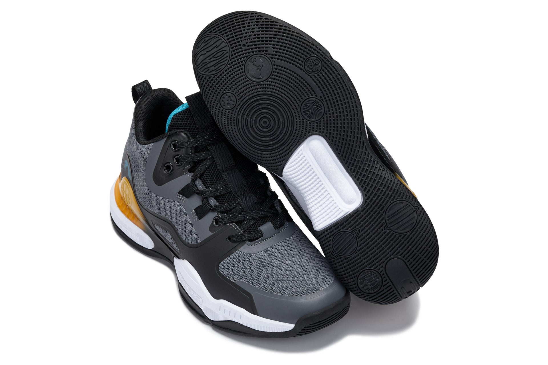 Q392 - 3 Inches Taller (Gray/Orange) - Basketball High-Top Men's Sneakers