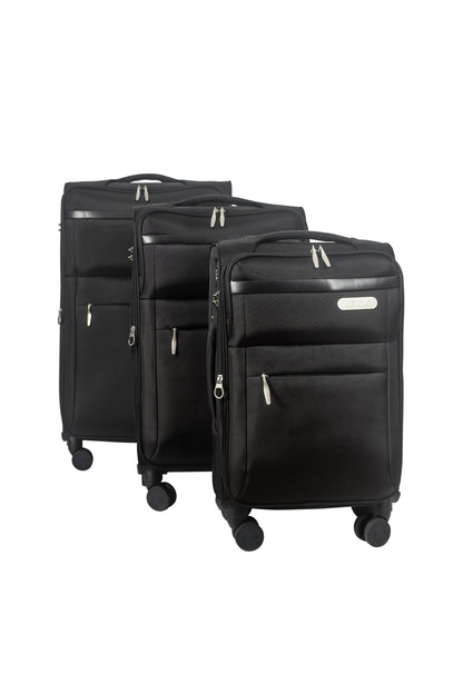 River Soft Shell Expandable 3 Piece Spinner Luggage Set