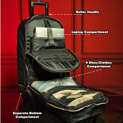 Brown Leather Carry-On Patented Roller Bag