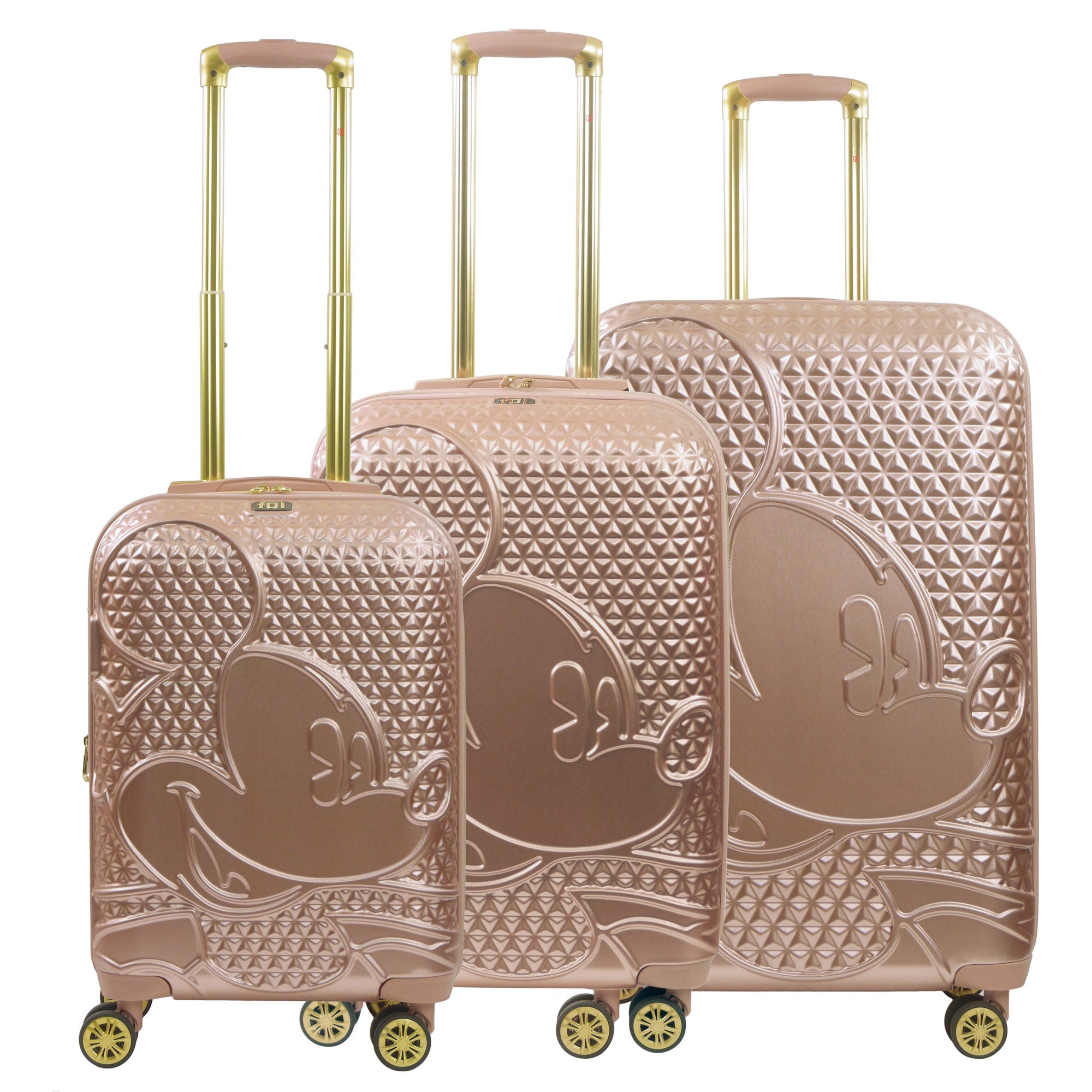 Disney Mickey Mouse Rolling Suitcases 3 Piece Set Rose Gold