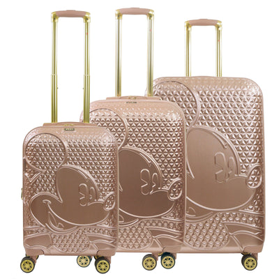 Disney Mickey Mouse Rolling Suitcases 3 Piece Set Rose Gold