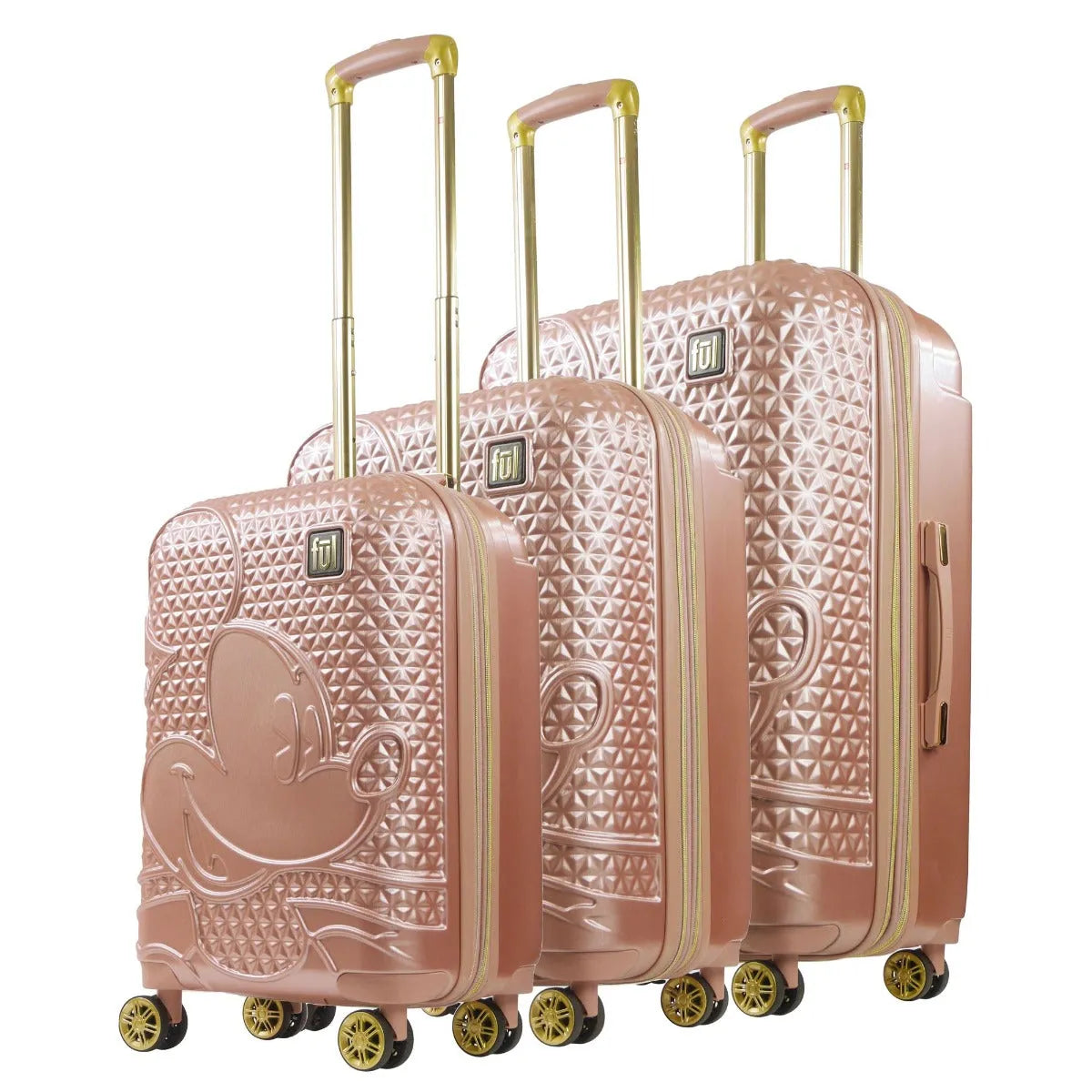 Disney Mickey Mouse Rolling Suitcases 3 Piece Set Rose Gold