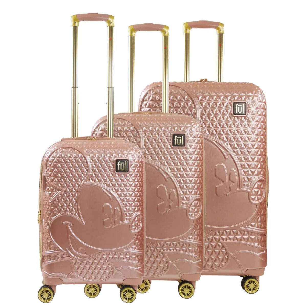 Disney Mickey Mouse Rolling Suitcases 3 Piece Set Rose Gold